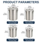Stainless Steel Pet Food Storage Bucket Dog Cat Grain Container Bin Kitchen - 1600ml