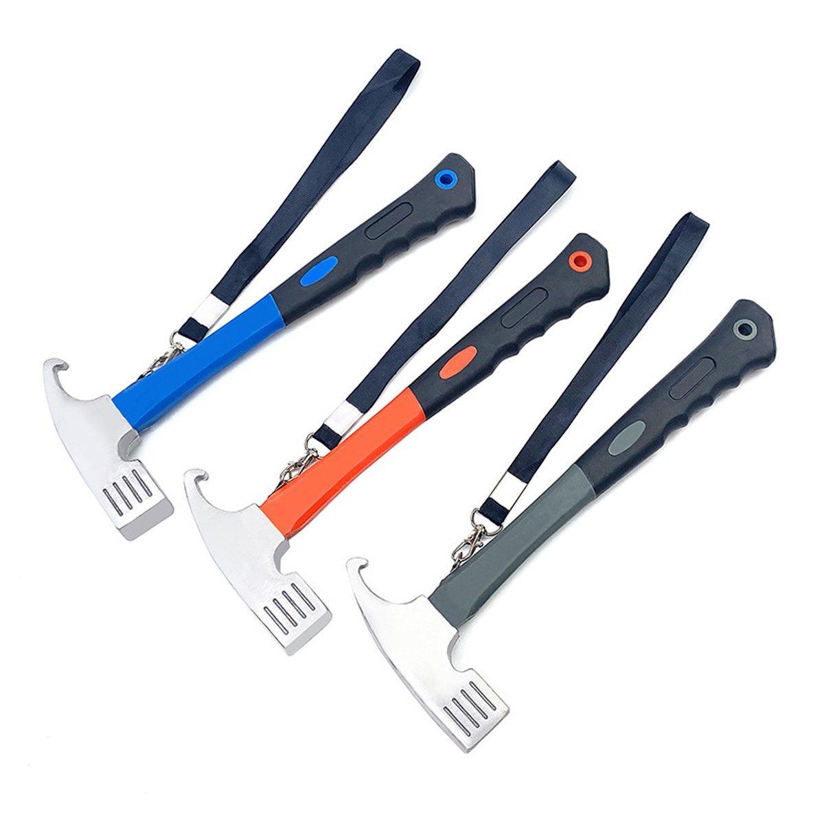 Outdoor Camping Hammer Tent Stake Puller Ground Hammer Heavy Duty Camping Tool - Orange