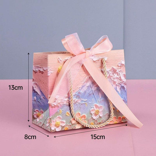10pcs Oil Painting Gift Paper Bags for Birthday and Holiday Gift Packaging Tote - M