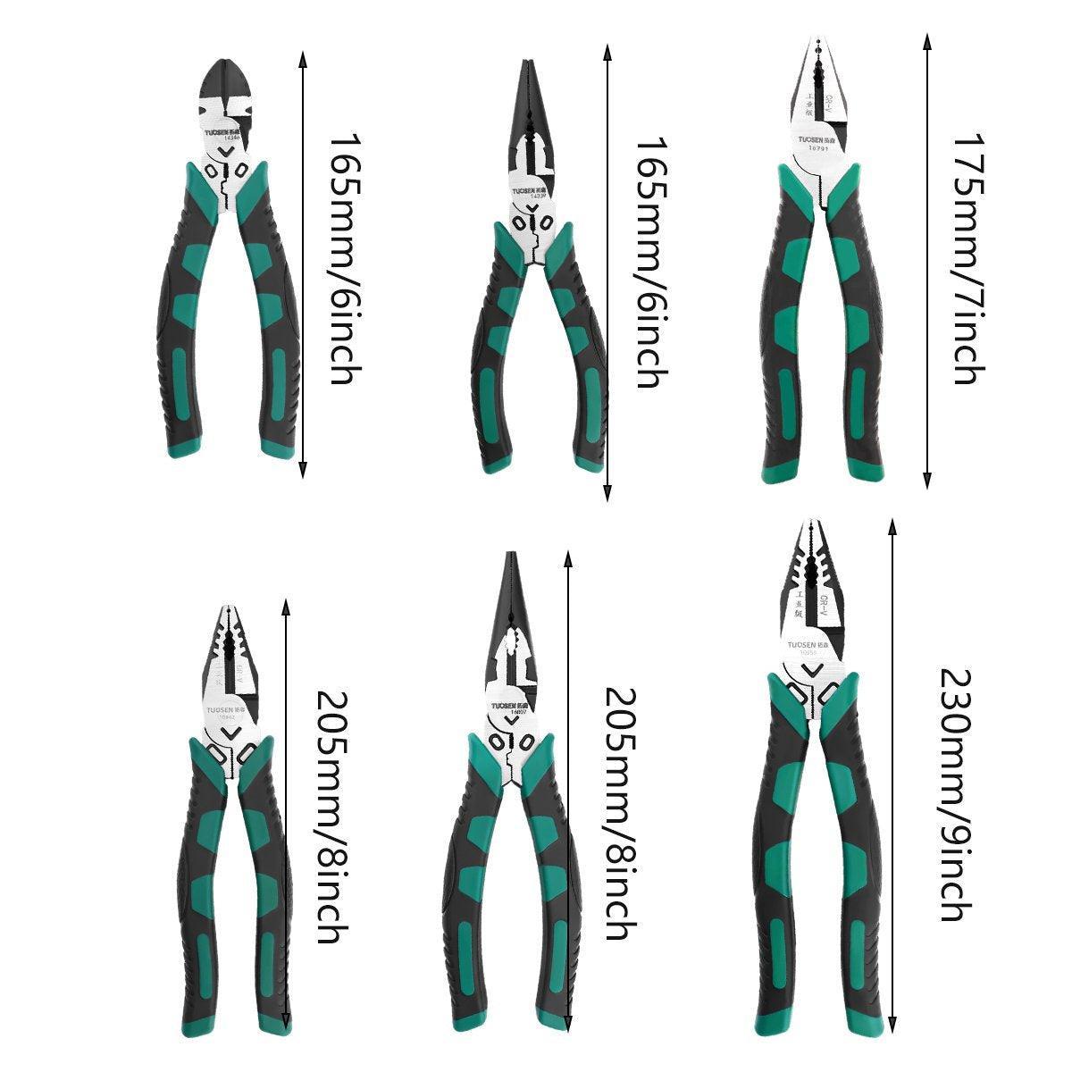 Labor-Saving Multi-Functional Tiger Pliers Flat Needle-Nose Diagonal Wire Pliers - Wire cutters-8inch
