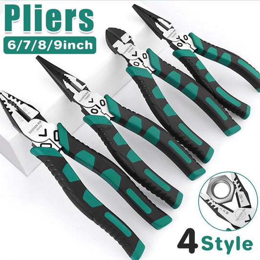 Labor-Saving Multi-Functional Tiger Pliers Flat Needle-Nose Diagonal Wire Pliers - Wire cutters-9inch