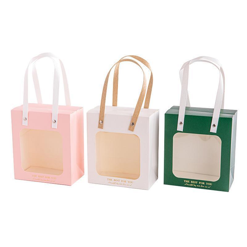 20pcs Translucent Gift Bags Packaging Tote Birthday Party Favors Candy Bags - Pink-M Size
