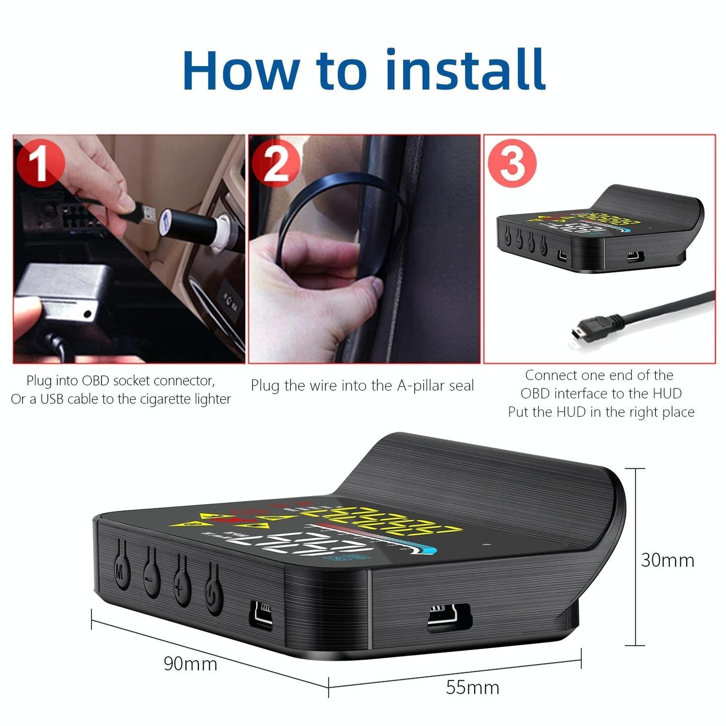 Car Hud Head Up Display Gps Speed Meter Obd2 Diagnostic Tool