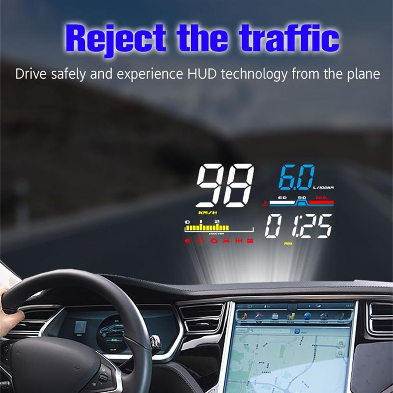 5 Inch Obd2 Head Up Display Car Speed Revolving Speed Water Temp Battery Voltage