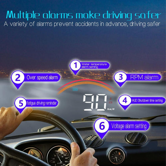 Car Obd2 + Gps Head Up Display Speed & Temperature Alarm
