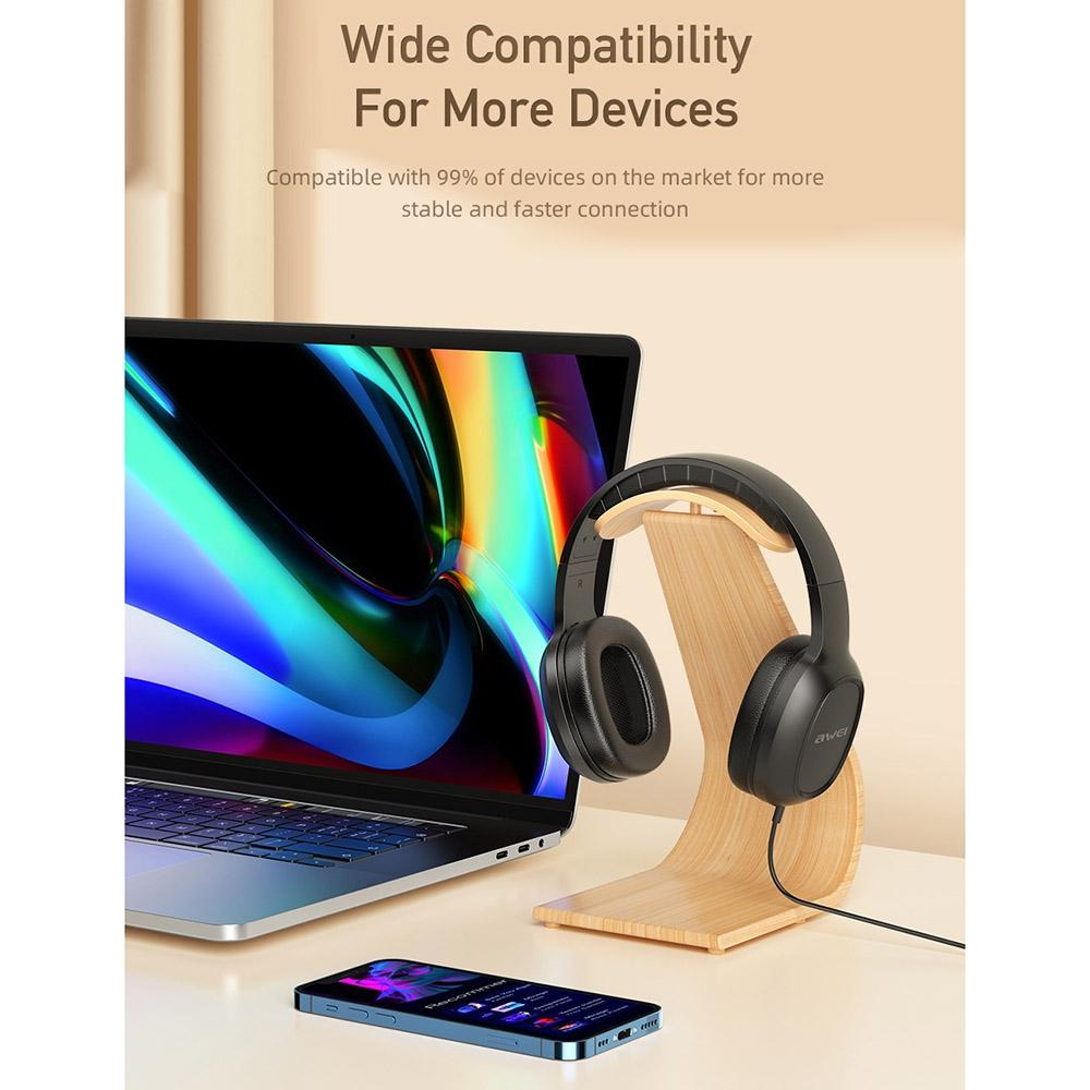 3.5Mm Stereo Wired Headset For Awei Gm-6 - Black