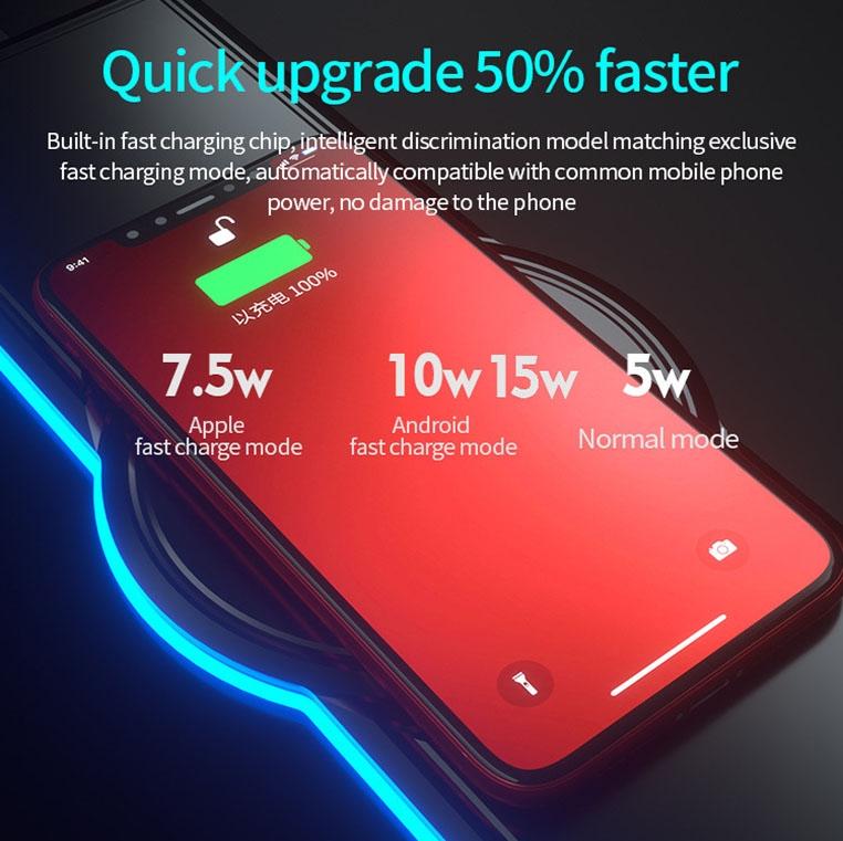 Wireless Charging Rgb Mouse Pad - Black