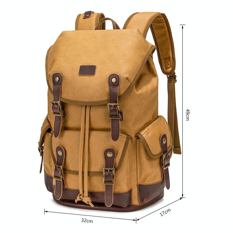 Travel-ready Retro Canvas Backpack - Spacious Design - Gray