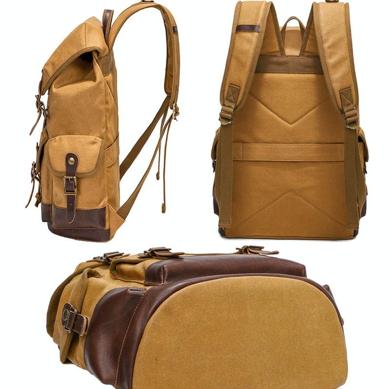 Travel-ready Retro Canvas Backpack - Spacious Design - Gray