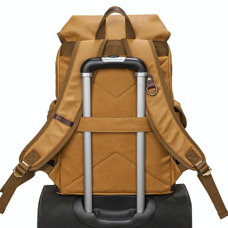 Travel-ready Retro Canvas Backpack - Spacious Design - Gray