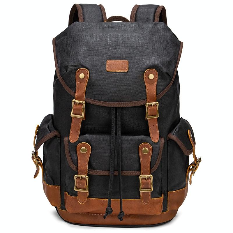 Travel-ready Retro Canvas Backpack - Spacious Design - Gray