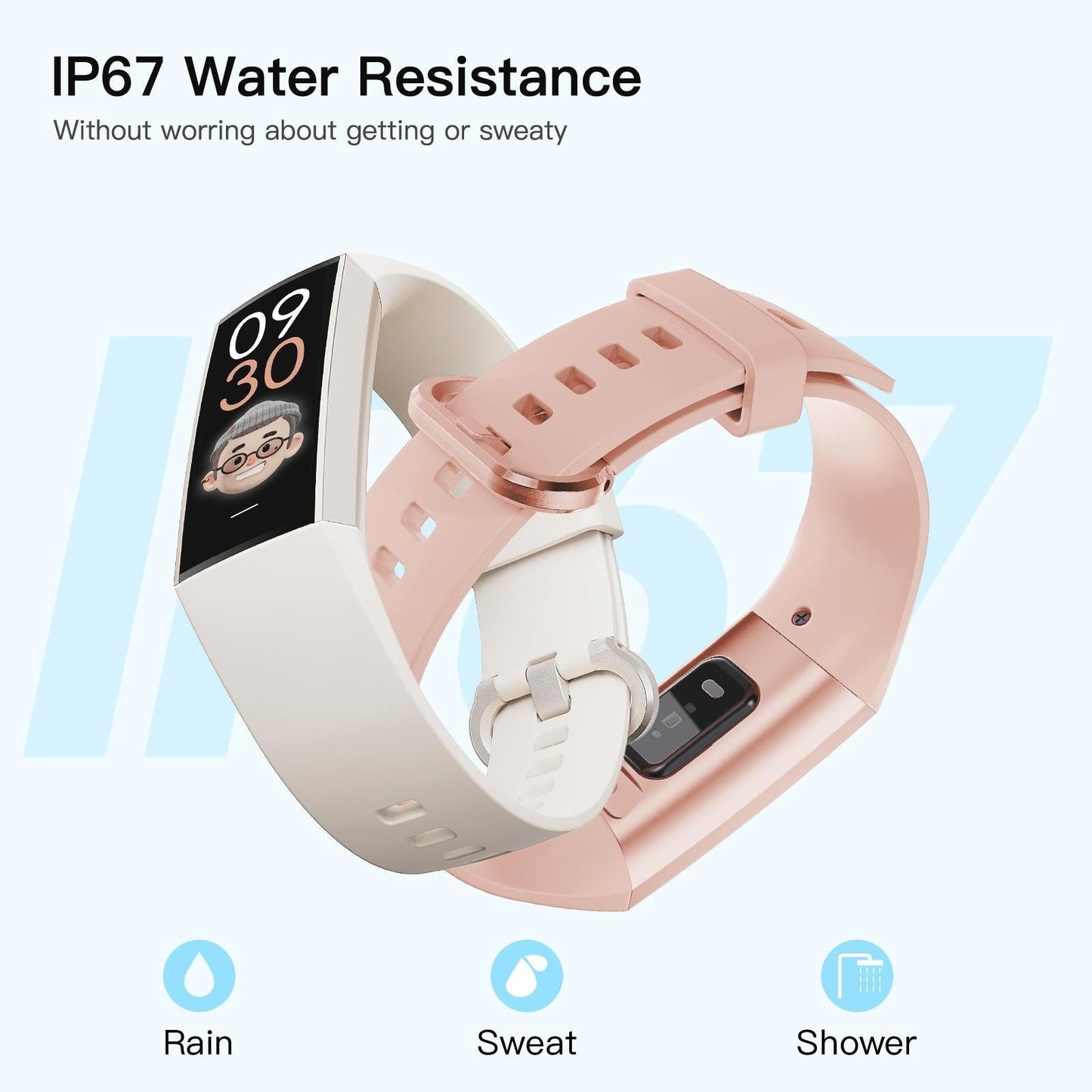 Waterproof C80 Fitness Tracker - Ip67 - White