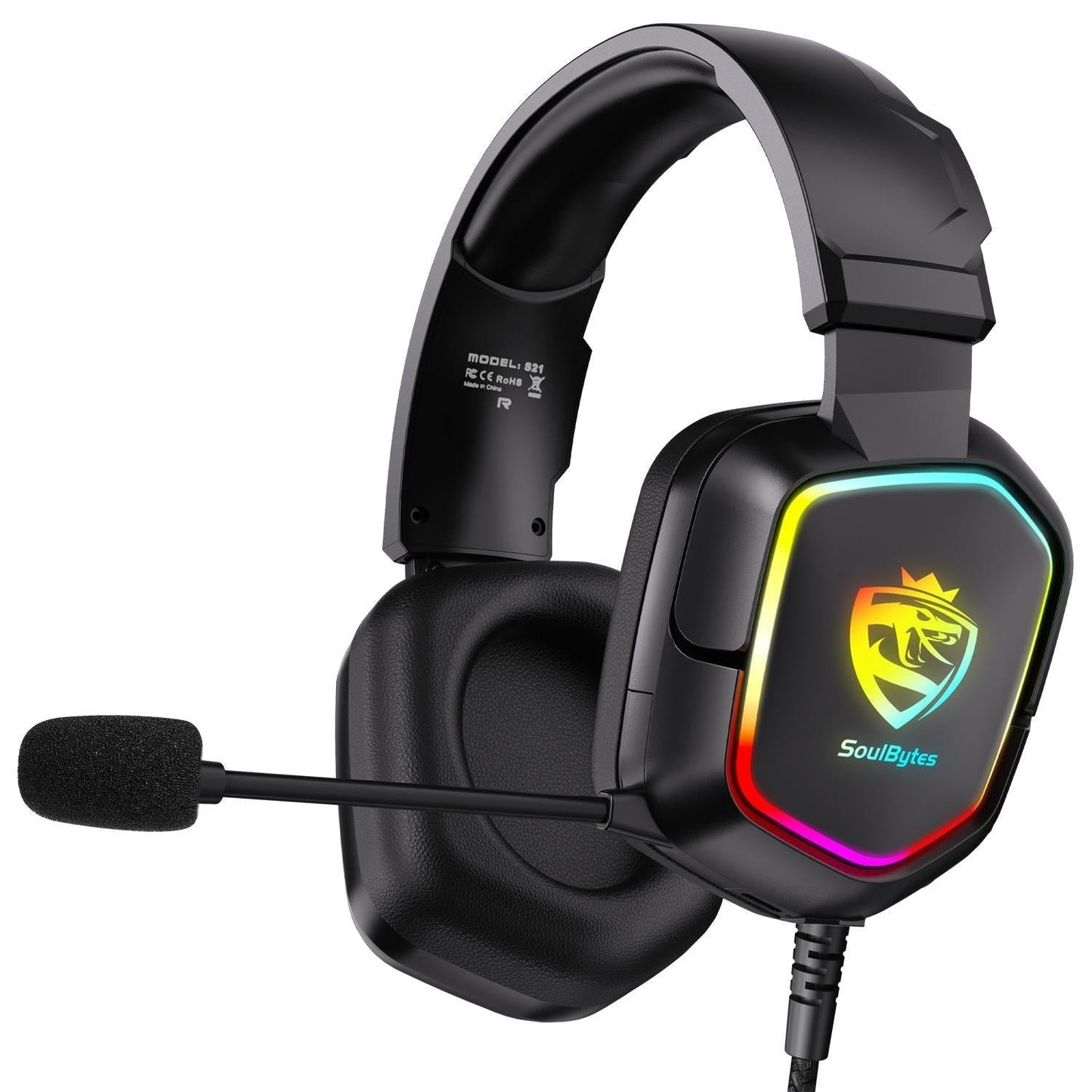 Lightweight Memory Foam Headset With Mic 2M Length Black