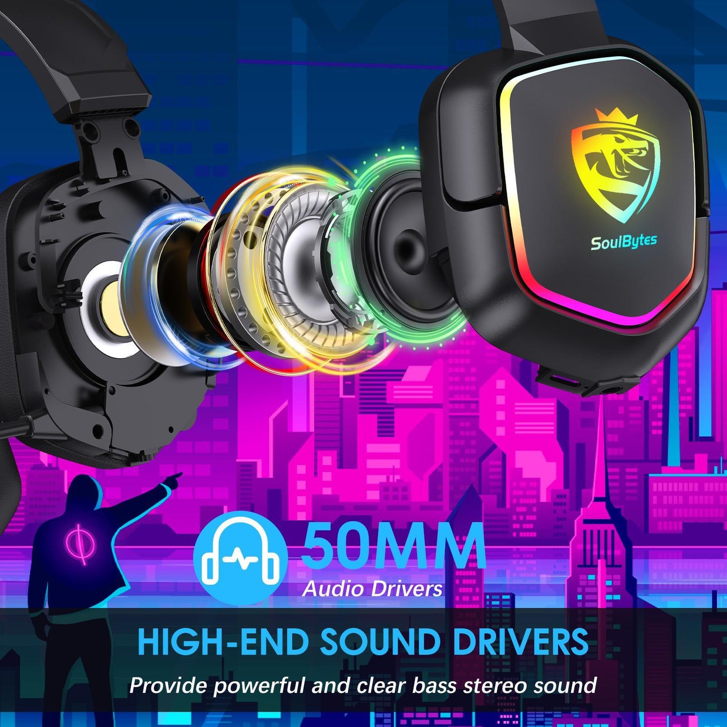 Lightweight Memory Foam Headset With Mic 2M Length Black