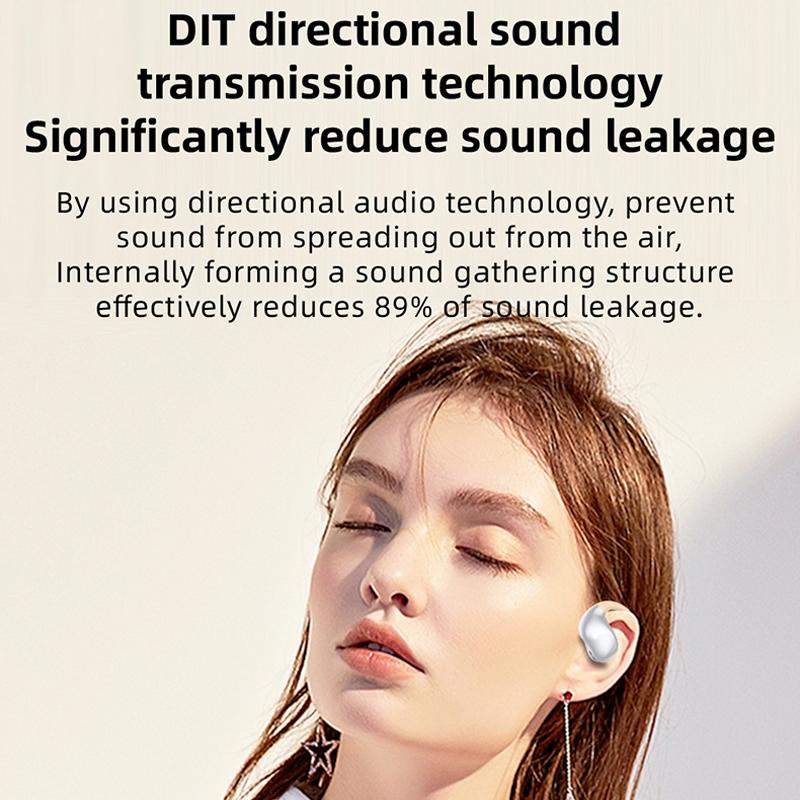 Bluetooth Earphones with Hanging Ear Design and Digital Display Charging Case - Black