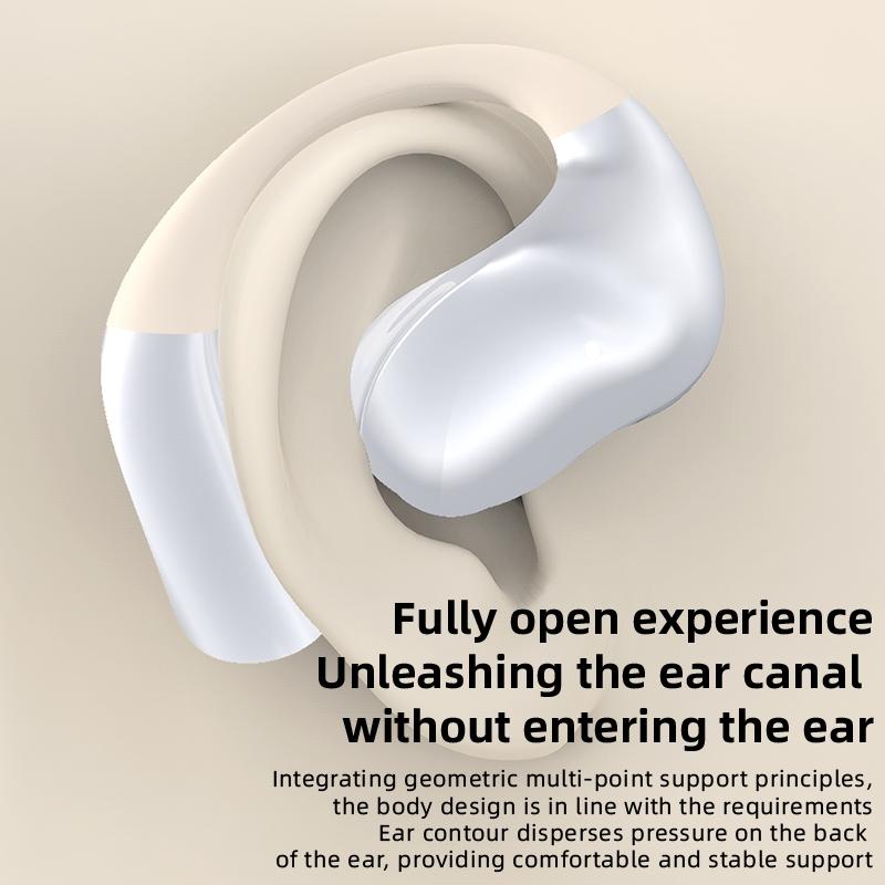 Bluetooth Earphones with Hanging Ear Design and Digital Display Charging Case - Black