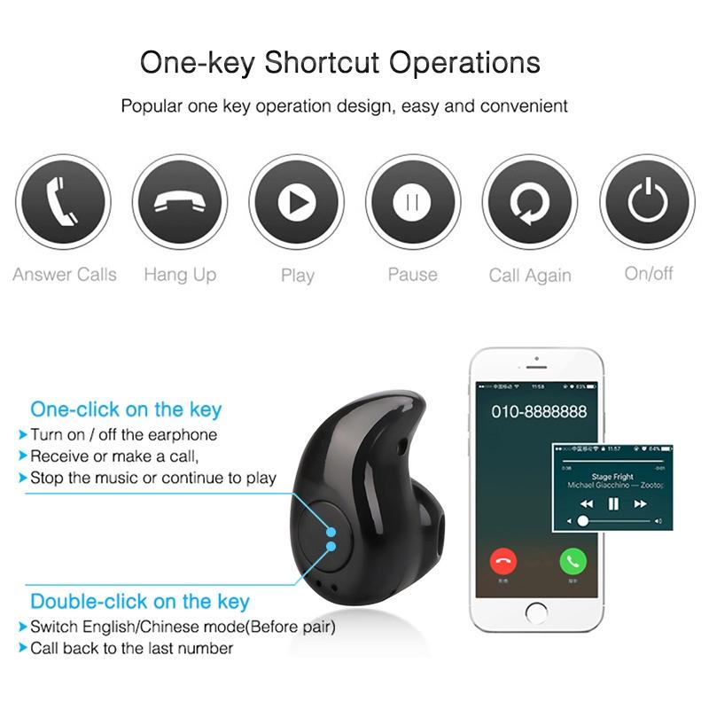 Wireless Bluetooth Earphone - Mini In-ear Sport Handsfree - Black