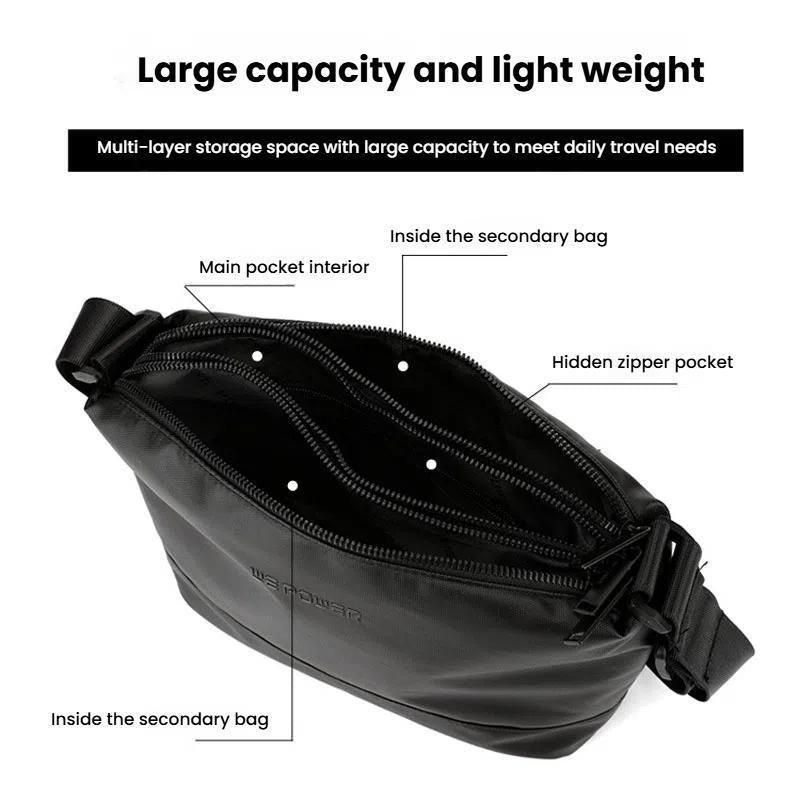 Lightweight Men Shoulder Bag For Commuting - Black