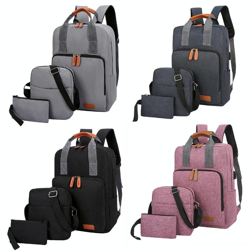 3-in-1 Student Usb Backpack - Multi-functional - Light Grey