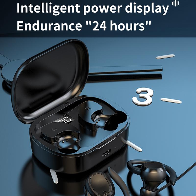 Wireless Stereo Earphones with Charging Case - Black