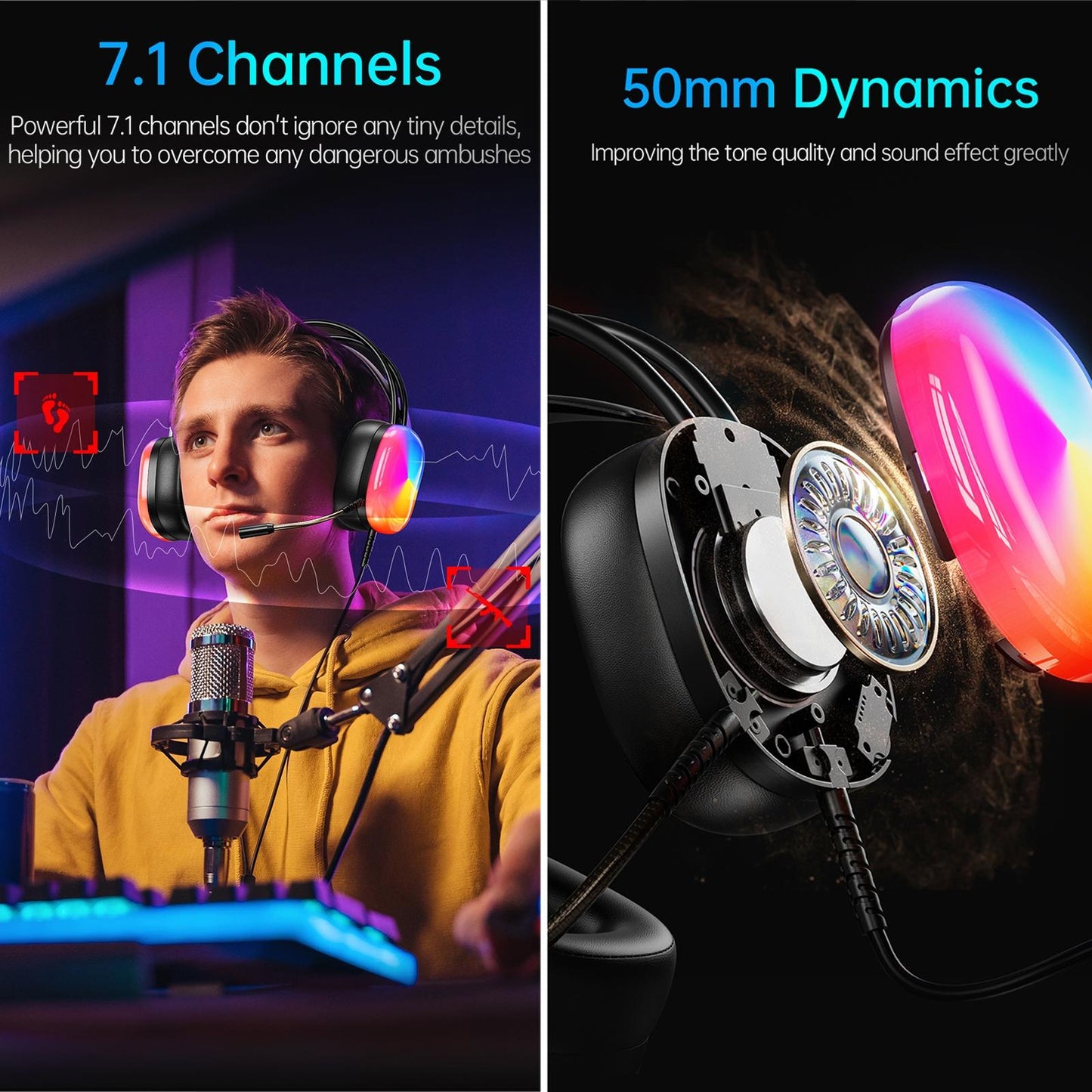 2M Luminous Wired Headphones Awei Gm-11 - Black