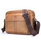 Men Leather Shoulder Bag Double Layer - Yellow Brown