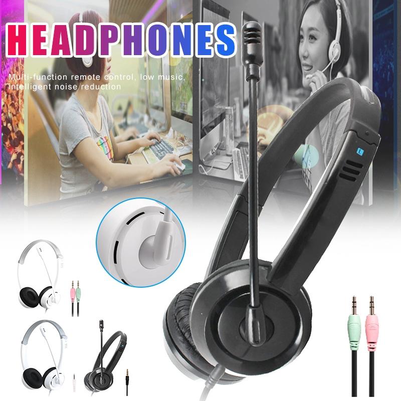 Head-Mounted Children'S Learning Headset With Mic 1.8M Cable Usb Style - White