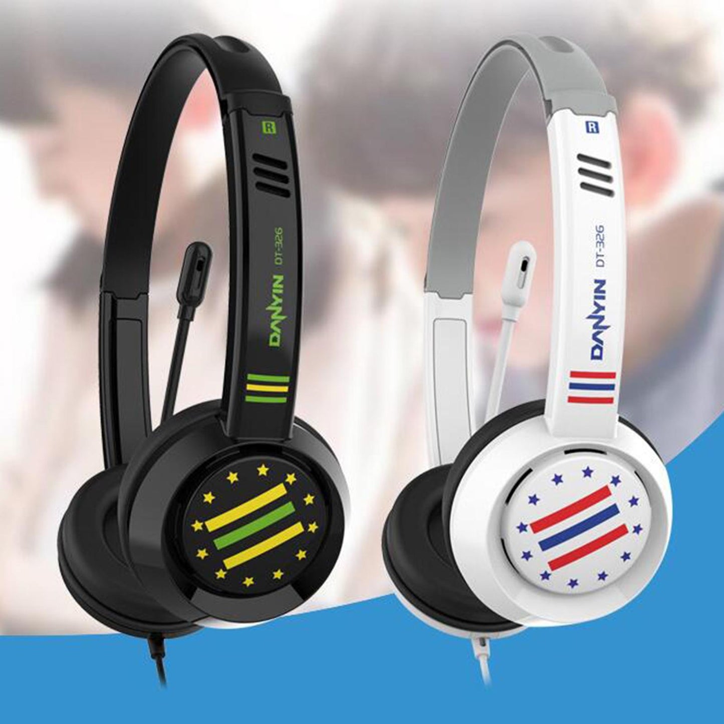 Head-Mounted Children'S Learning Headset With Mic 1.8M Cable Usb Style - White