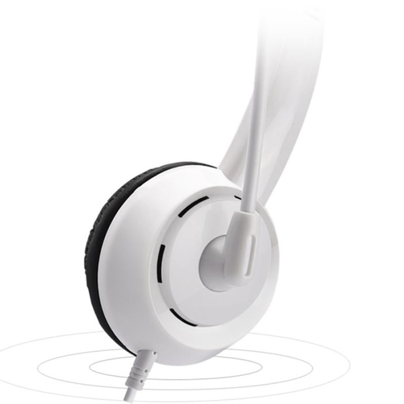Head-Mounted Children'S Learning Headset With Mic 1.8M Cable Usb Style - White
