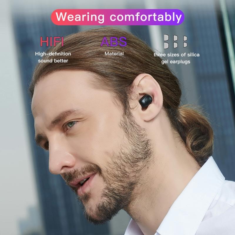 Bluetooth 5.0 Wireless Earbuds with Charging Case - Black