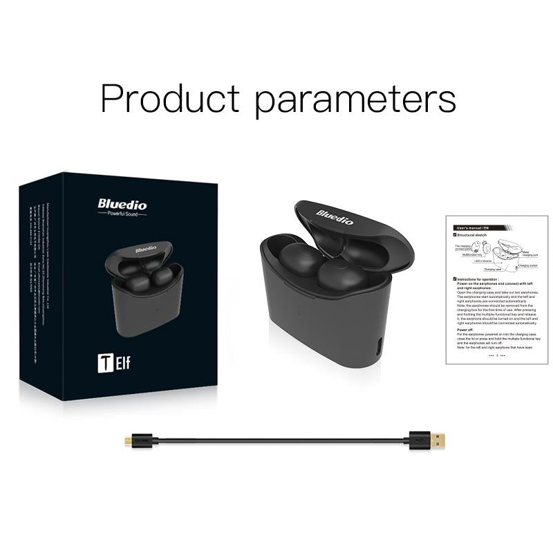 Bluetooth 5.0 Wireless Earbuds with Charging Case - Black