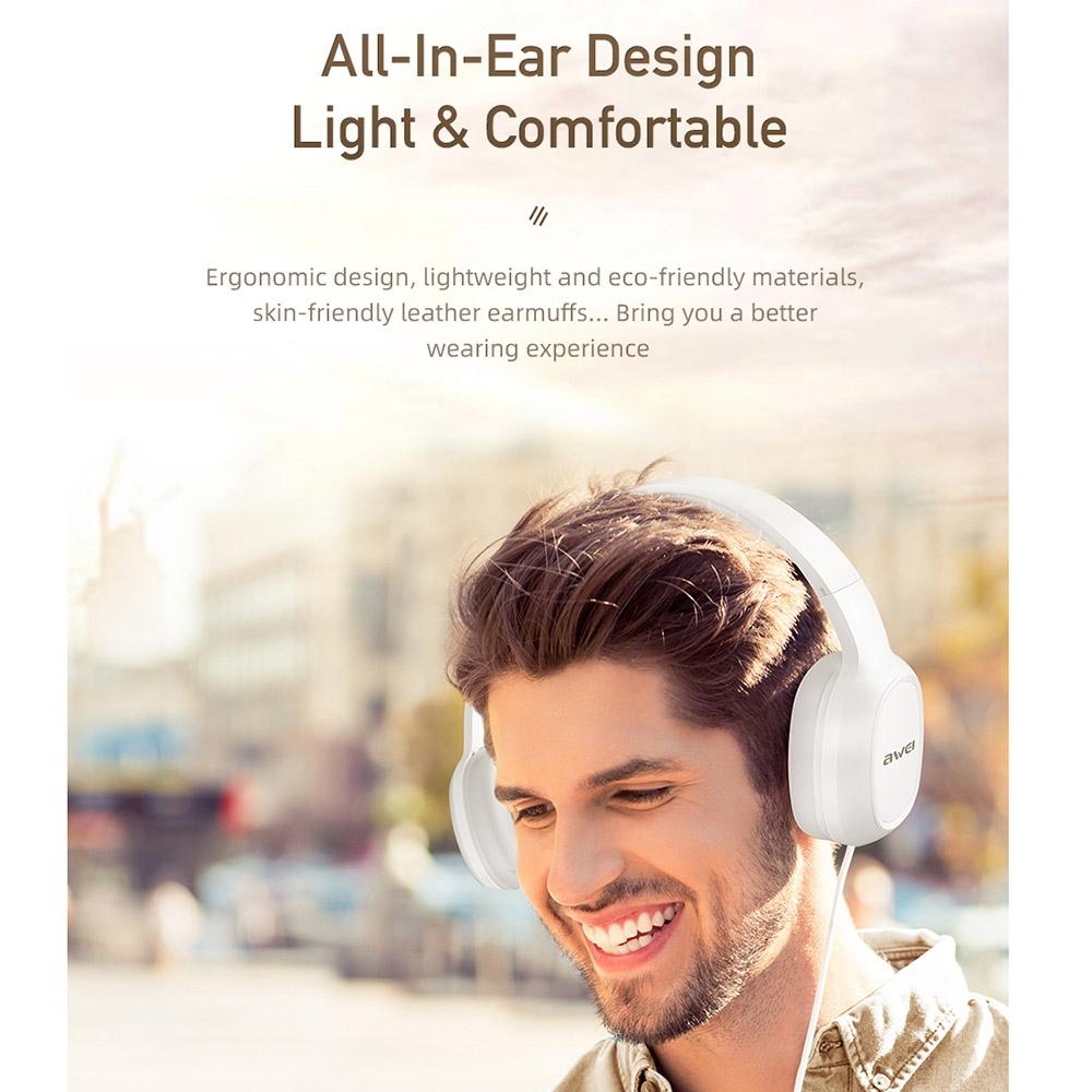 3.5Mm Stereo Wired Headset For Awei Gm-6 - White