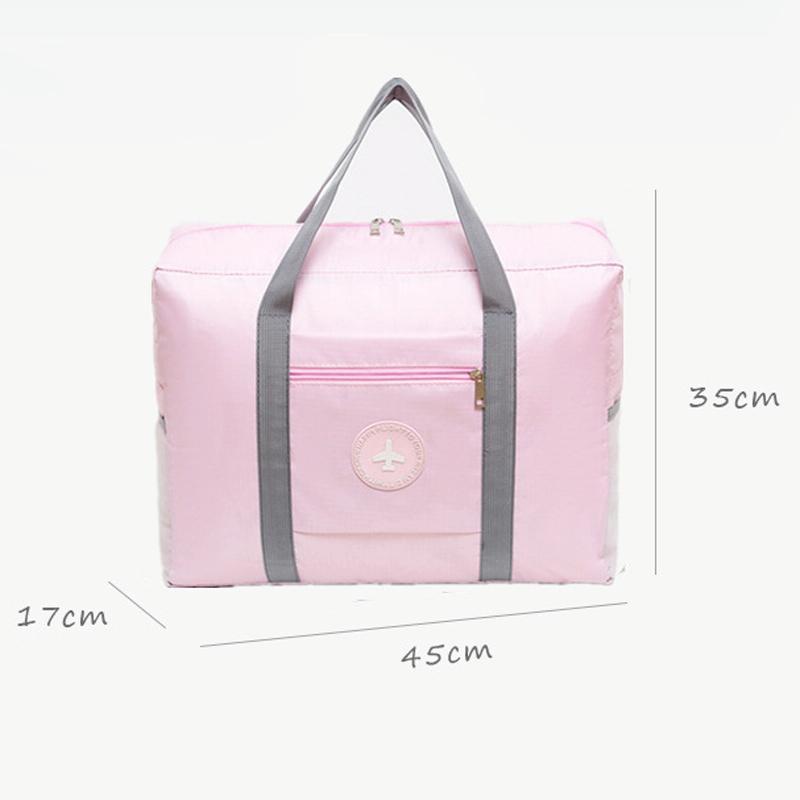 Folding Travel Bag with Trolley Case for Luggage - Pink