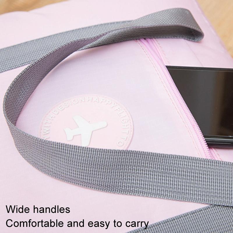 Folding Travel Bag with Trolley Case for Luggage - Pink