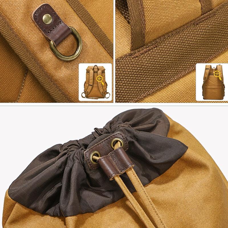 Travel-ready Retro Canvas Backpack - Spacious Design - Black