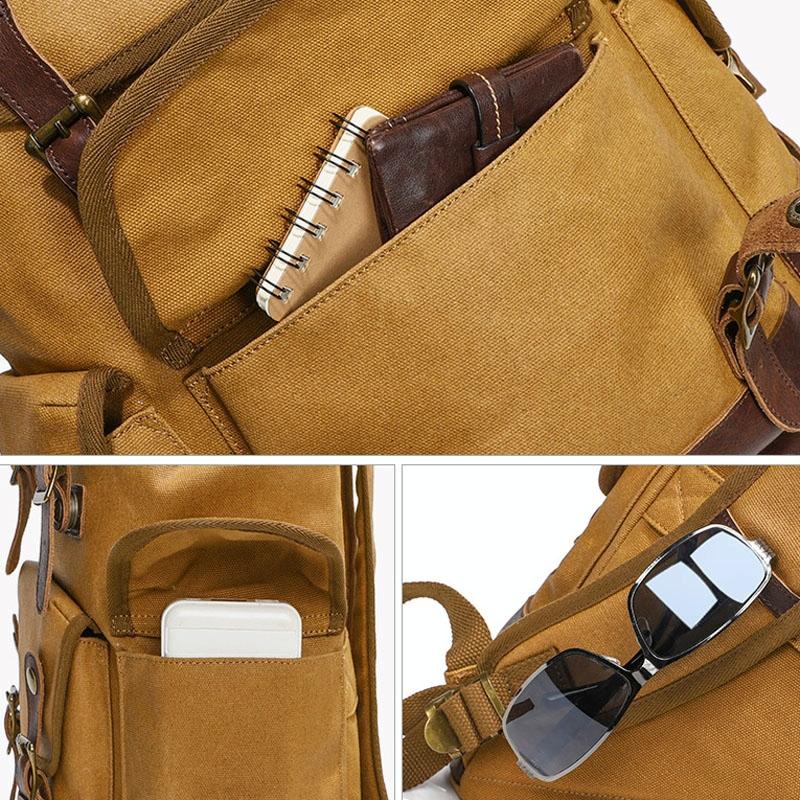 Travel-ready Retro Canvas Backpack - Spacious Design - Black