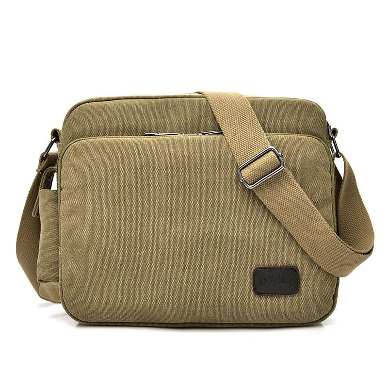 Men Vintage Canvas Single Shoulder Bag - Black