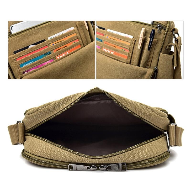 Men Vintage Canvas Single Shoulder Bag - Black