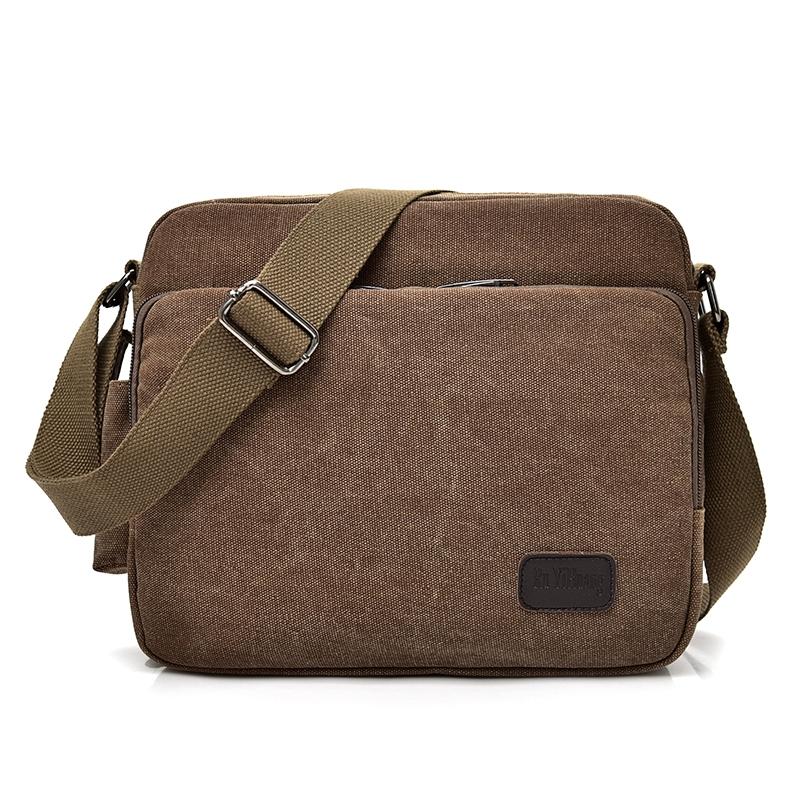 Men Vintage Canvas Single Shoulder Bag - Black
