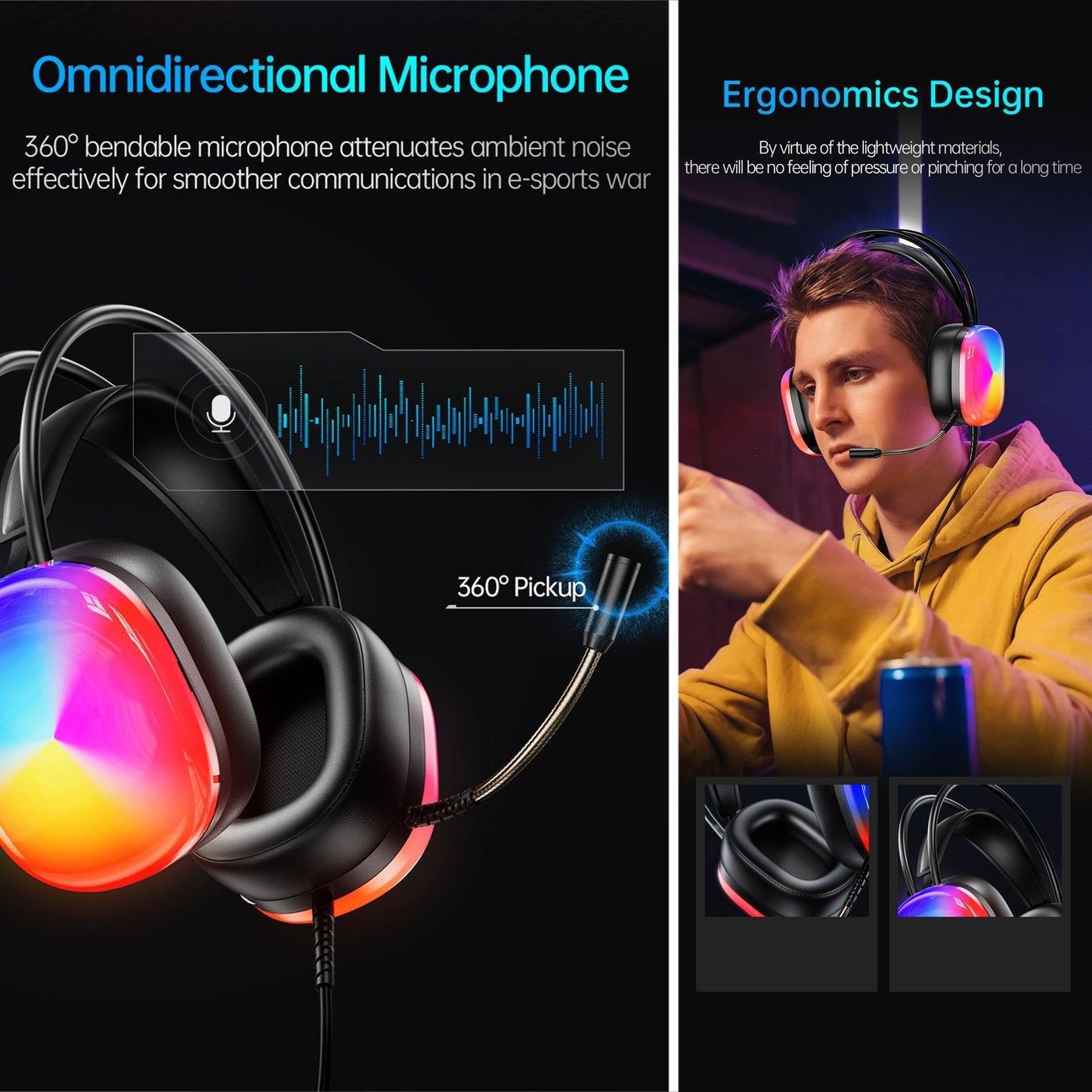 2M Luminous Wired Headphones Awei Gm-11 - White