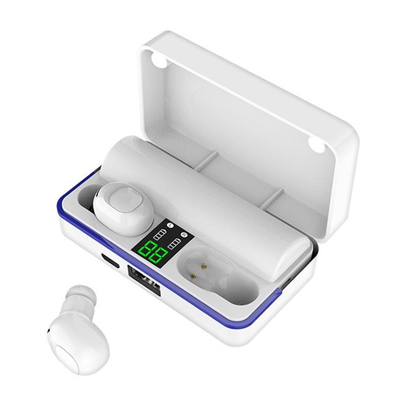 Waterproof Touch Wireless Bluetooth Earphones with Charging Box - 5.0 - Black