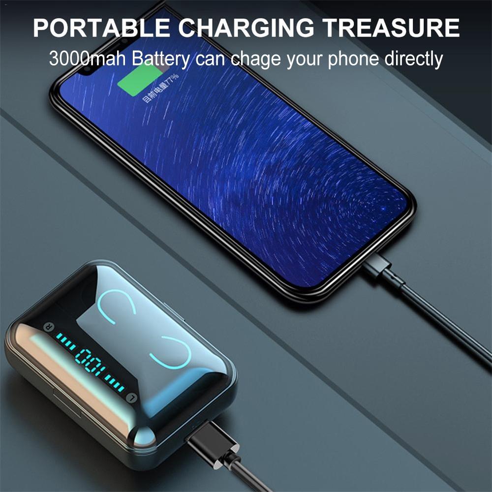 Intelligent Noise Cancelling Bluetooth Earphones with Touch Control and Charging Box - Black