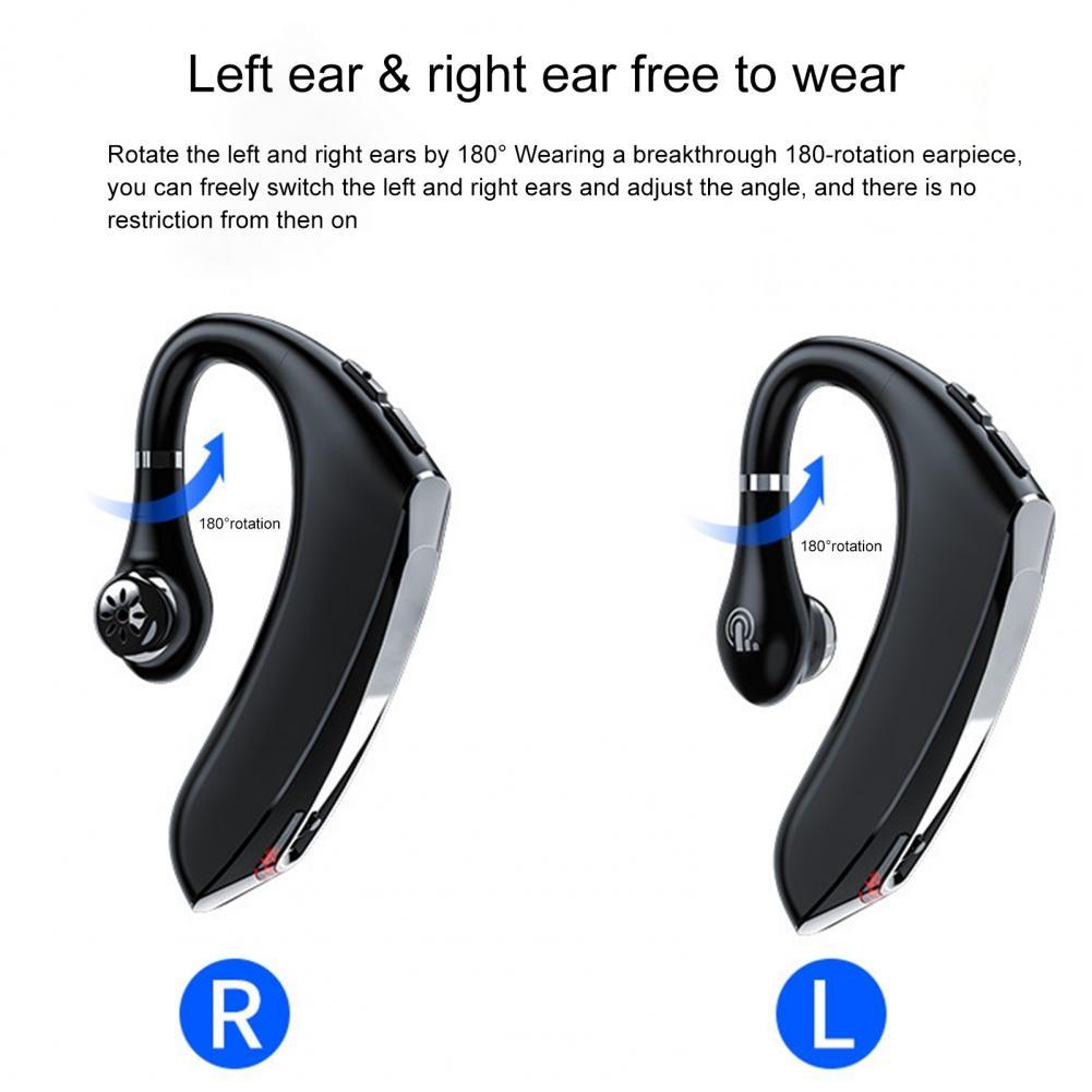 Universal Hanging Ear Wireless Bluetooth 5.0 Earphone for Business and Sports - Black