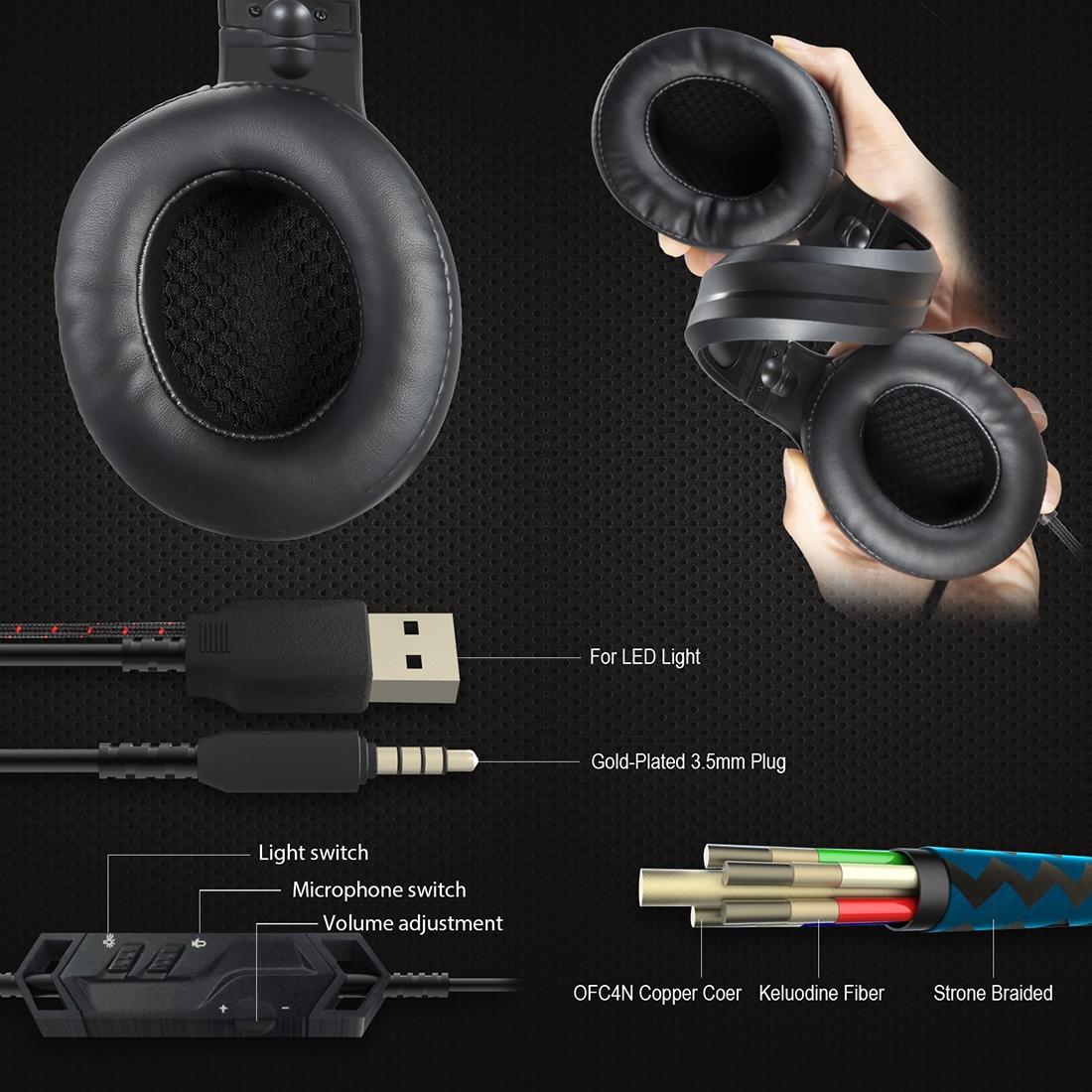 Adjustable Rgb Gaming Headset With Mic Black