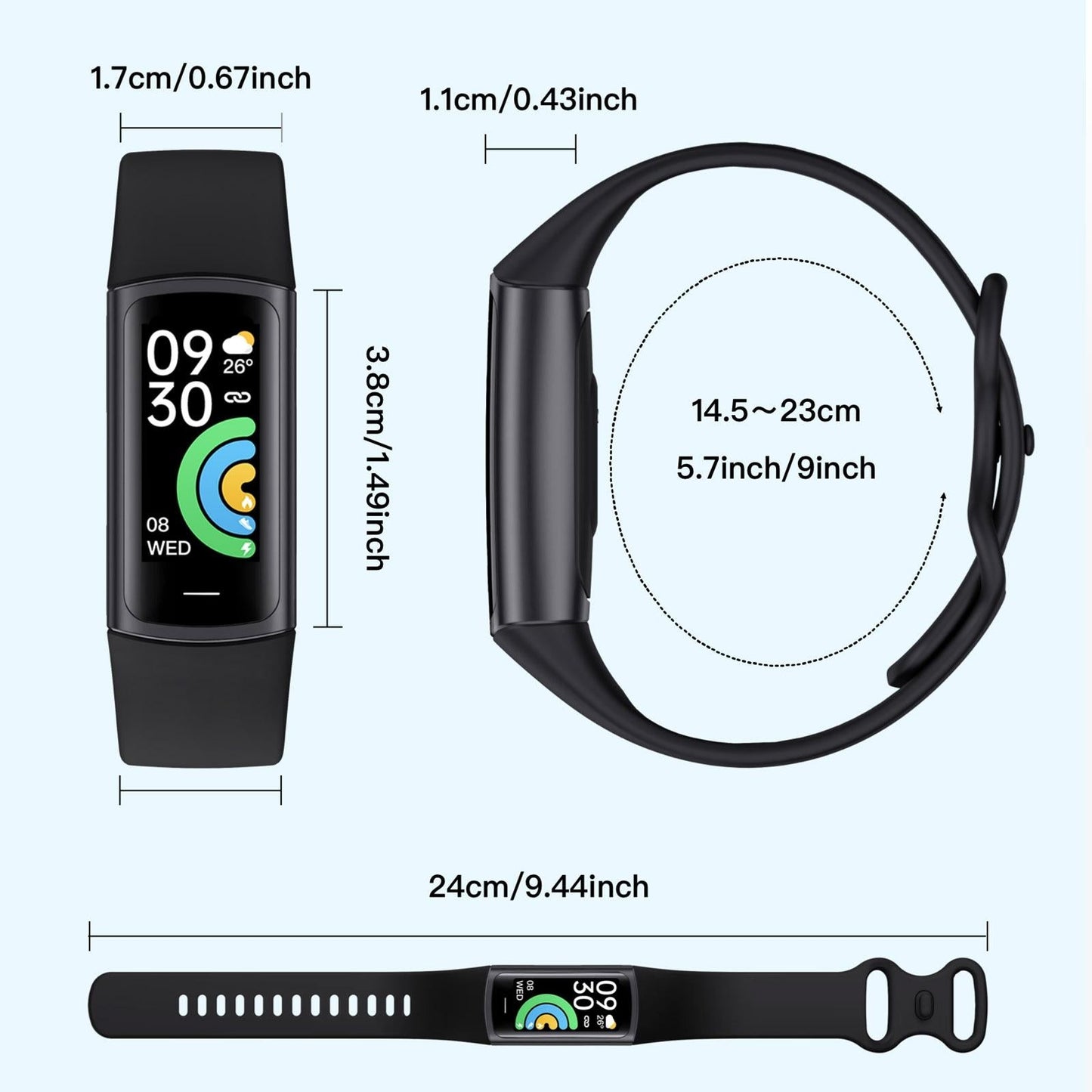 Waterproof C68L Fitness Tracker - Ip67 - Black