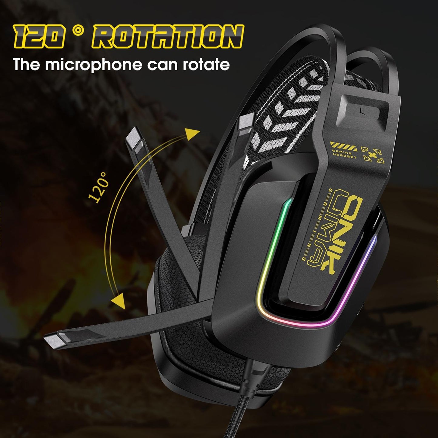 Rgb Gaming Headset With Microphone 2.2M Length - Pink