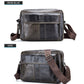 Men Leather Shoulder Bag Double Layer - Iron Blue