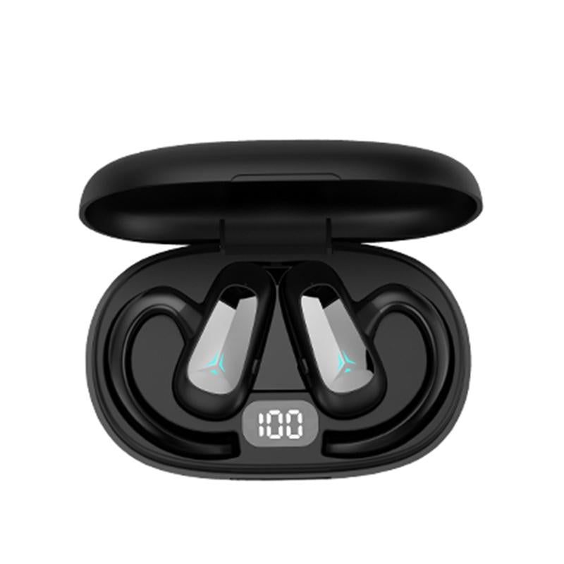 Digital Display Bluetooth Earphones - Bone Conduction Stereo - Blue