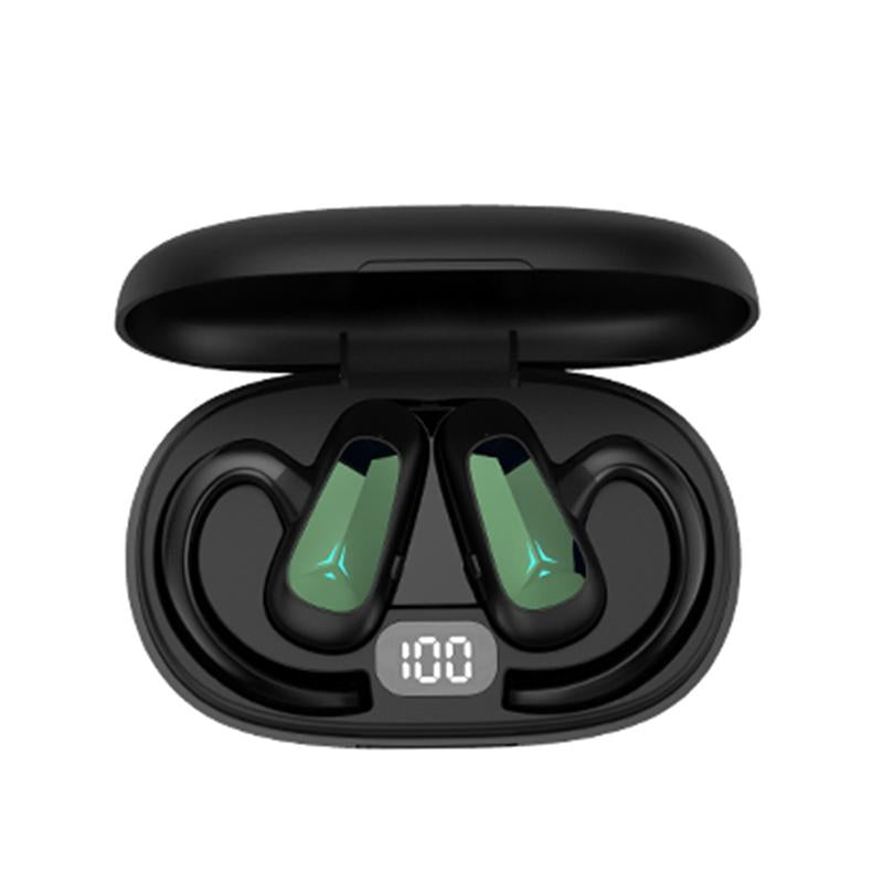 Digital Display Bluetooth Earphones - Bone Conduction Stereo - Blue