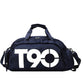 Large Capacity Sports Bag With Wet / Dry Separation - Deep Blue White